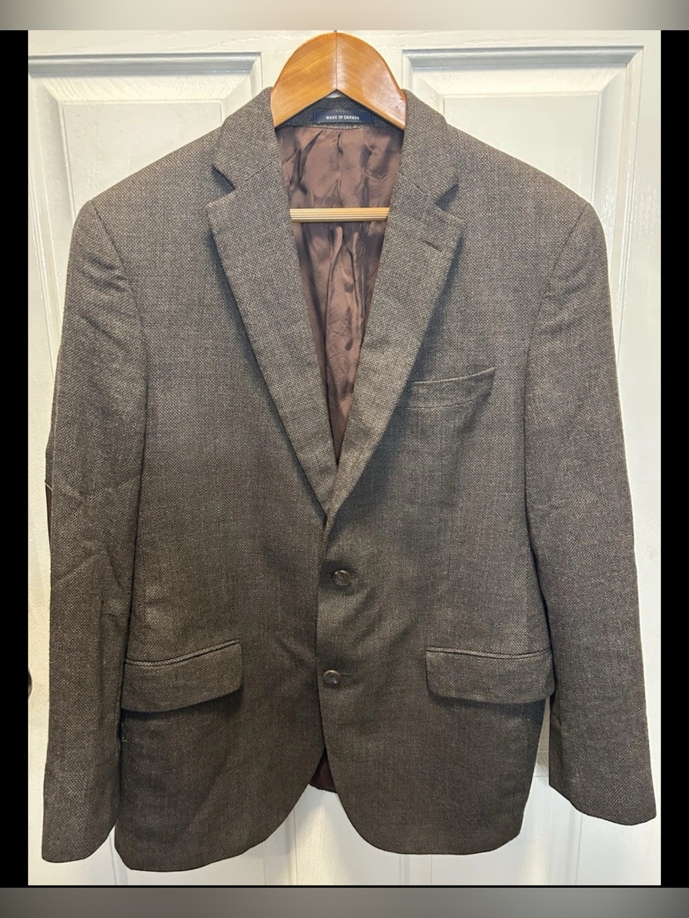 Cremieux Collection Loro Piana Wool Blazer Brown 40R Leather Elbow Patch